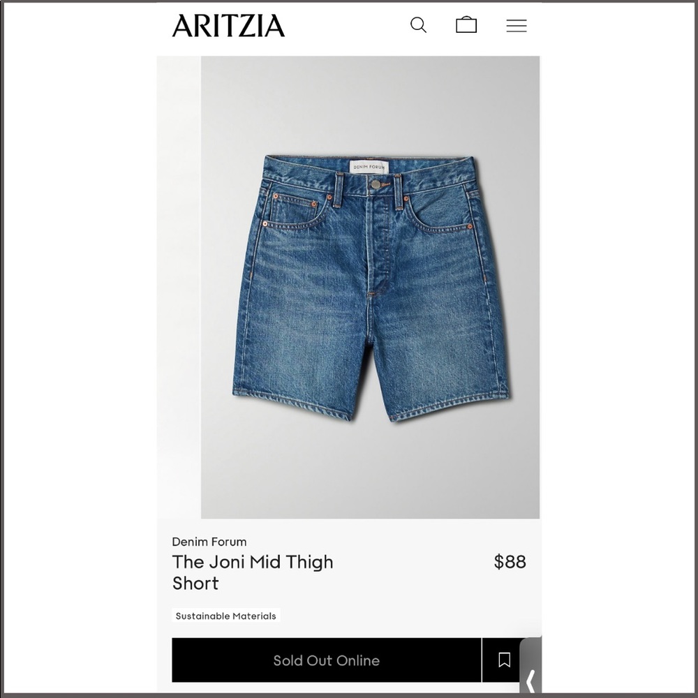 NWT Denim Forum - The Joni Mid Thigh Short (26W)